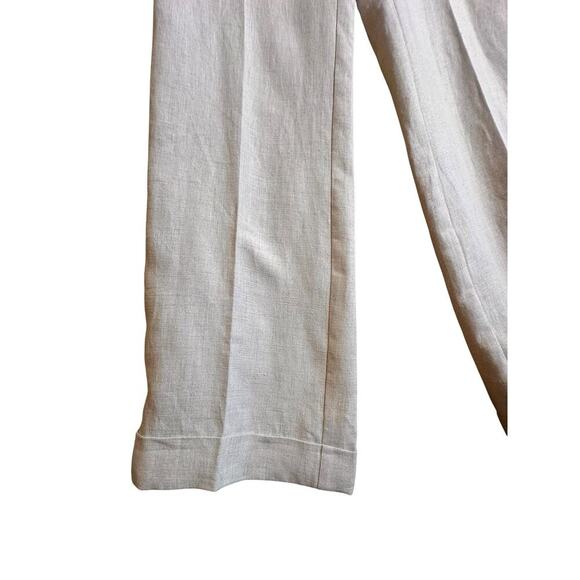 Liz Claiborne Audra Sz 12 Beige 100% Linen Cuffed Trouser Pants Beach Career NWT - Picture 7 of 16